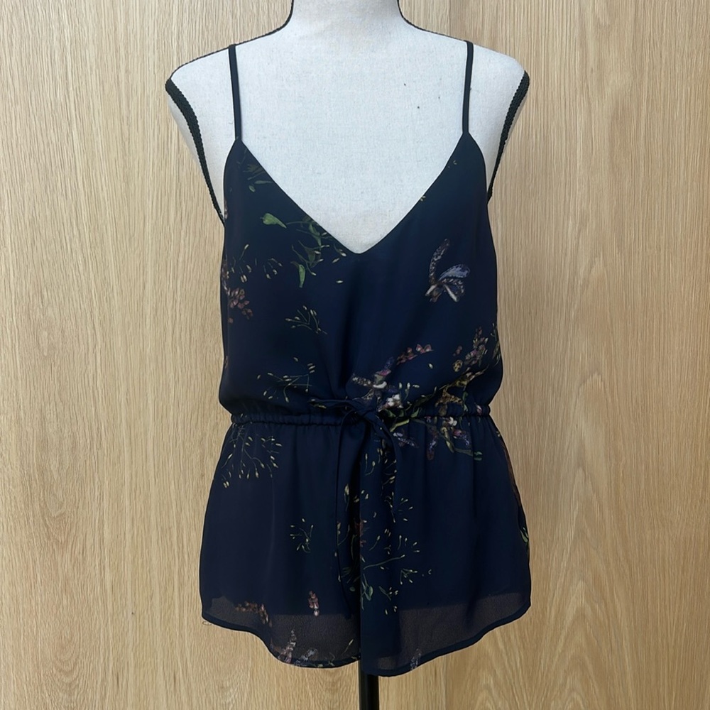 Babaton Navy Floral Strapless Blouse
